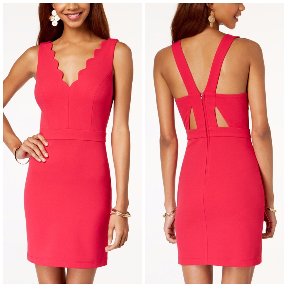 City Studio Pink Scalloped Bodycon Dress Sz 3 5 7